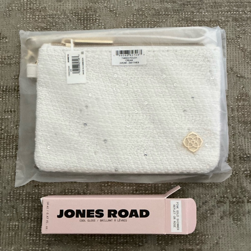 Kendra Scott Tweed Pouch & Jones Road Lip Gloss